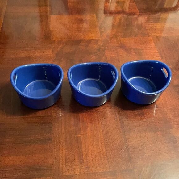 Rachael Ray Stoneware Blue and Yellow 10-oz Ramekins Small Bowls - Picture 3 of 12